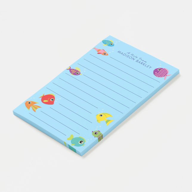 Fish Aquarium Cute Kid's Post-it Notes (Angled)
