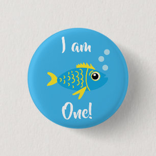 Fish Aquarium Kid's 1st Birthday Button Pin