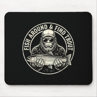 Fish around and find trout fishing bigfoot mouse pad