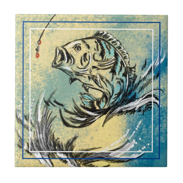 Fish Art Design Ceramic Tile (Front)