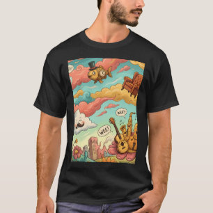 Fish Art Nature Cartoon Illustration Landscape Art T-Shirt