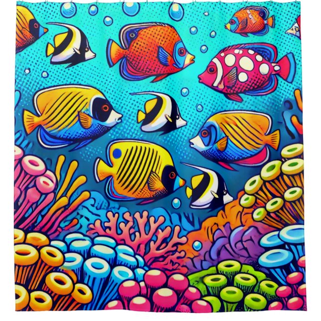 Fish Art Shower Curtain (Front)