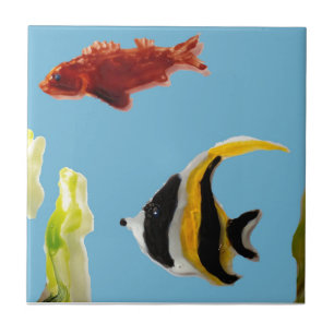Fish Art swimming in the sea Ceramic Tile