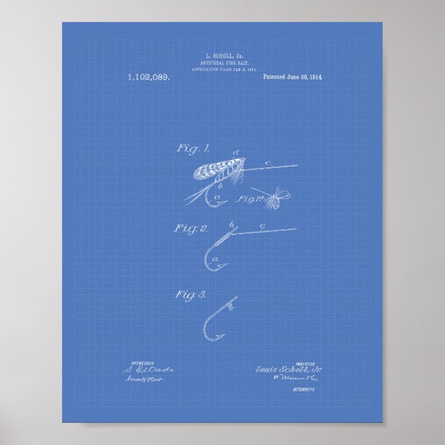 Fish Bait 1914 Patent Art Blueprint Poster (Front)