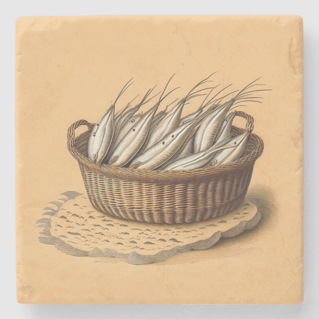 Fish Basket Marble Coaster (Front)