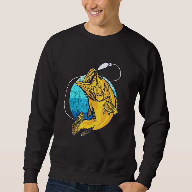 Fish Bass Fisherman Freshwater Fishing Team Fly Fi Sweatshirt (Front)