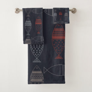 fish bath towel set