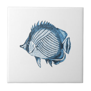 Fish beach nautical ocean coastal sea blue ceramic tile