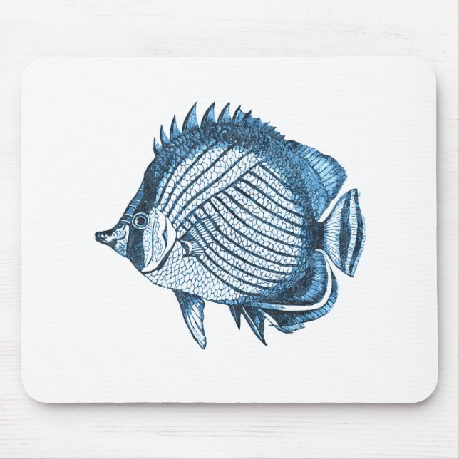 Fish beach nautical ocean coastal sea blue mouse pad (Front)