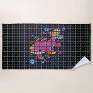 Fish Behind Net Illustration Beach Towel