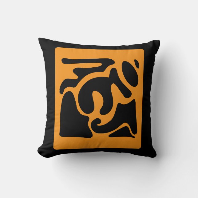 Fish Black and Orange Freeform Pattern Cushion (Front)
