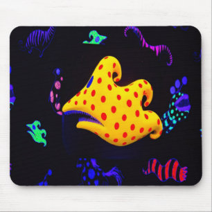 Fish Black Light Mouse Pad
