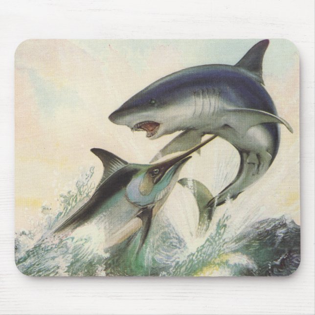 Fish - Black Marlin & Mako Shark Mouse Pad (Front)