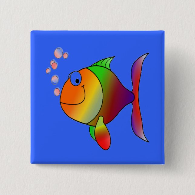 Fish Blowing Bubbles Button (Front)
