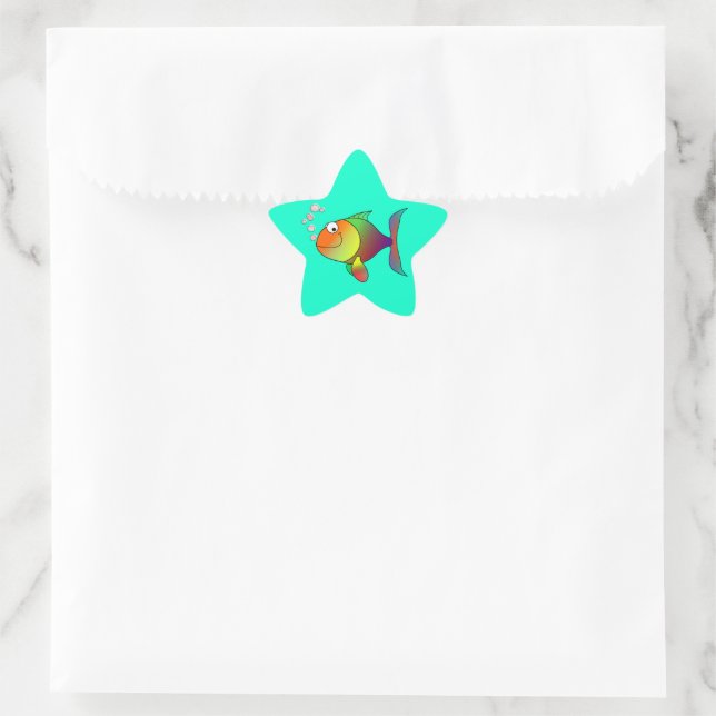 Fish: Blowing Bubbles Classic Round Sticker (Bag)