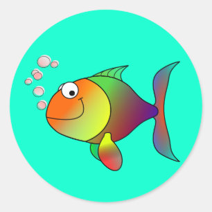 Fish: Blowing Bubbles Classic Round Sticker
