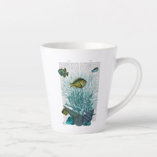 Fish, Blue Shells and Corals Latte Mug