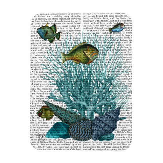 Fish Blue Shells and Corals Magnet (Vertical)