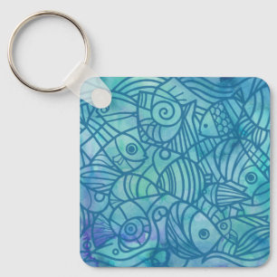 Fish Blues Key Ring