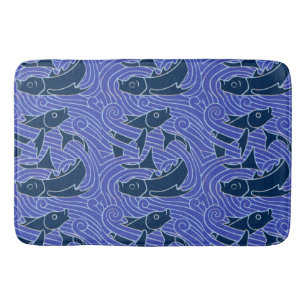 Fish Bold Swimming Ocean Blue Fishing Bath Mat