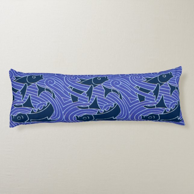 Fish Bold Swimming Ocean Blue Fishing Body Cushion (Back)