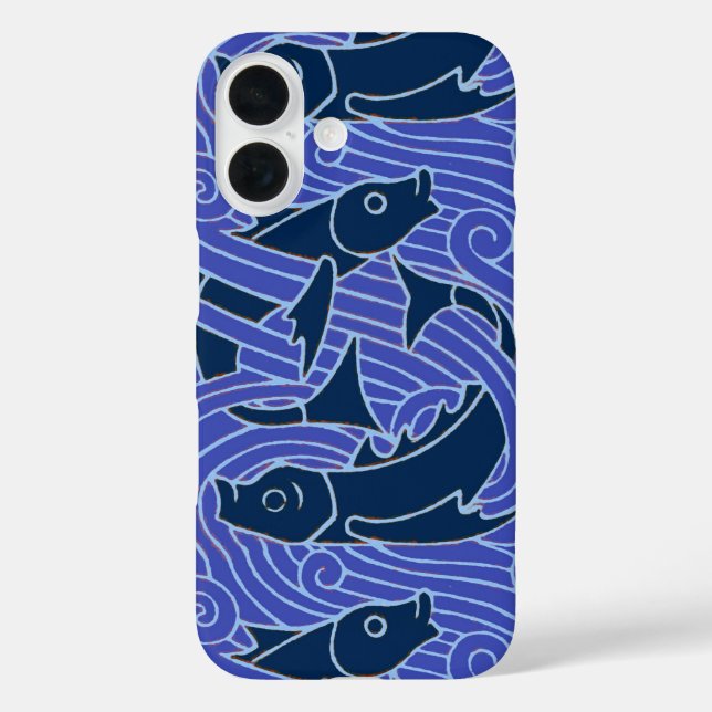 Fish Bold Swimming Ocean Blue Fishing Case-Mate iPhone Case (Back)