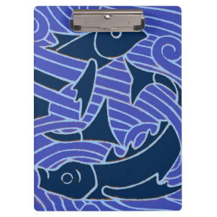 Fish Bold Swimming Ocean Blue Fishing Clipboard