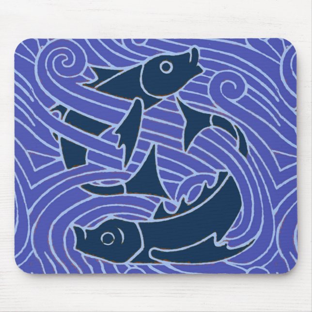 Fish Bold Swimming Ocean Blue Fishing Mouse Pad (Front)