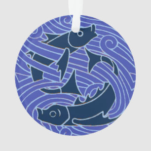 Fish Bold Swimming Ocean Blue Fishing Ornament