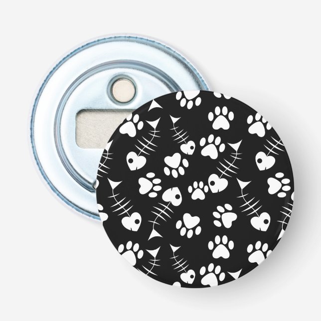 fish bone cat print pattern bottle opener (Front)