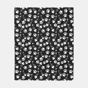 fish bone cat print pattern fleece blanket