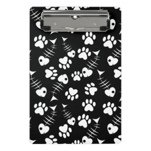 fish bone cat print pattern mini clipboard