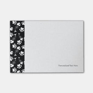 fish bone cat print pattern post-it notes