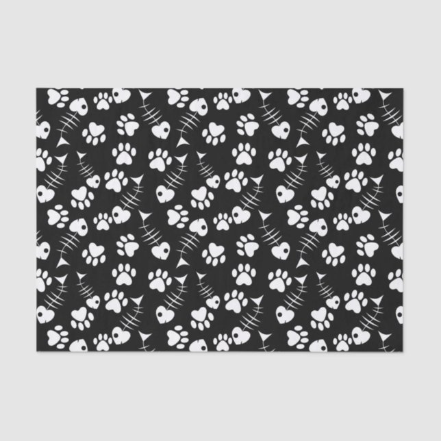 fish bone cat print pattern tissue paper (Front)
