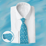 Fish Bone Pattern Blue Neck Tie<br><div class="desc">This fishbone pattern blue designer tie will make a lovely gift for dads who love to fish :)  
© ArianeC Illustrations-All rights reserved</div>
