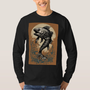 Fish bone tattoo both sides men women long sleeve T-Shirt