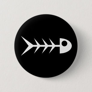 Fish bones 6 cm round badge
