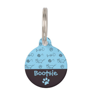Fish Bones and Mice Cat Pet ID Tag