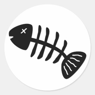 Fish Bones Classic Round Sticker