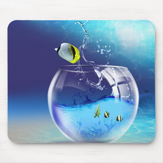 Fish Bowl on Ocean Bottom Mouse Pad (Front)