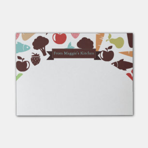 Fish bread fruit vegetable food chef catering post-it notes