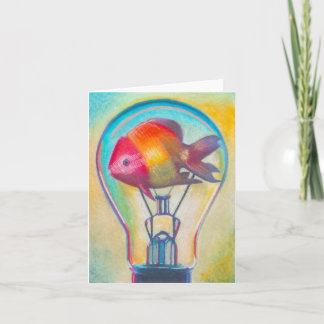 "Fish Bulb" Surreal Art Notecard by Ashazart