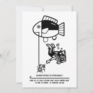 Fish catch humans holiday card