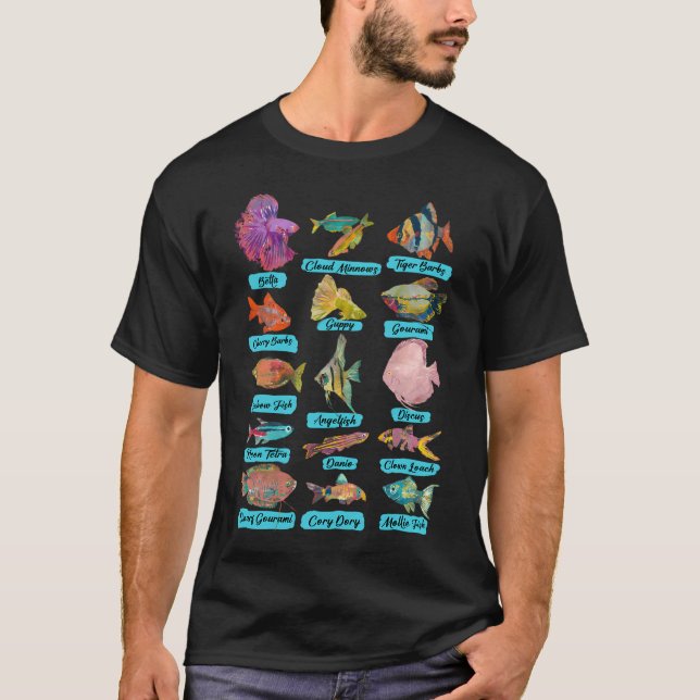 Fish Chart with Names T-Shirt (Front)