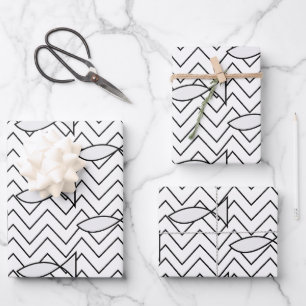 Fish Chevron Stripe Geometric Pattern Wrapping Paper Sheet