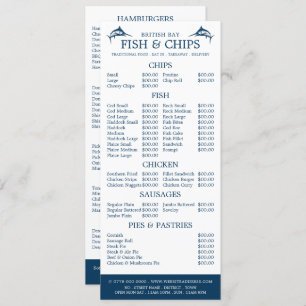 Fish & Chip Shop Restaurant Slimline Menu