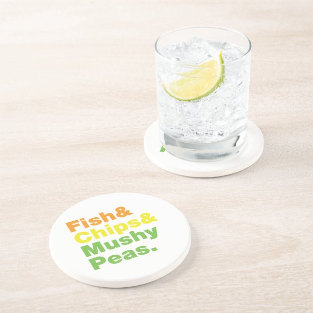 Fish & Chips & Mushy Peas. Coaster (Side)