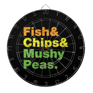 Fish & Chips & Mushy Peas. Dartboard