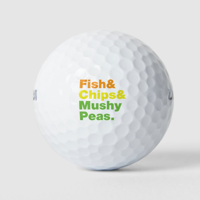 Fish & Chips & Mushy Peas. Golf Balls (Front)