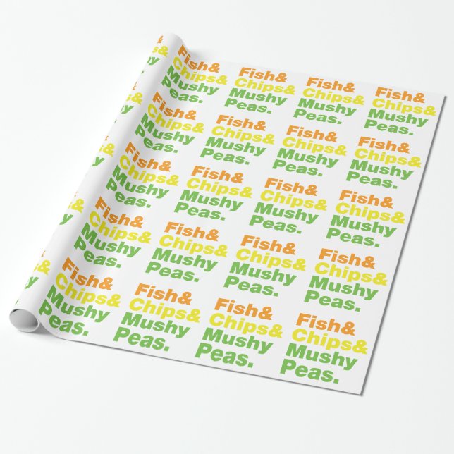 Fish & Chips & Mushy Peas. Wrapping Paper (Unrolled)